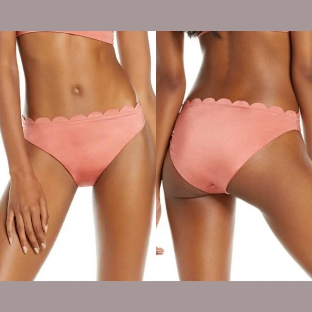 NWT CHELSEA28 Metallic Scallop Bikini Bottoms in Pink Brick‎ [ XL ]